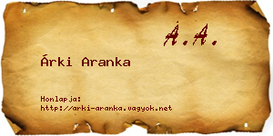 Árki Aranka névjegykártya